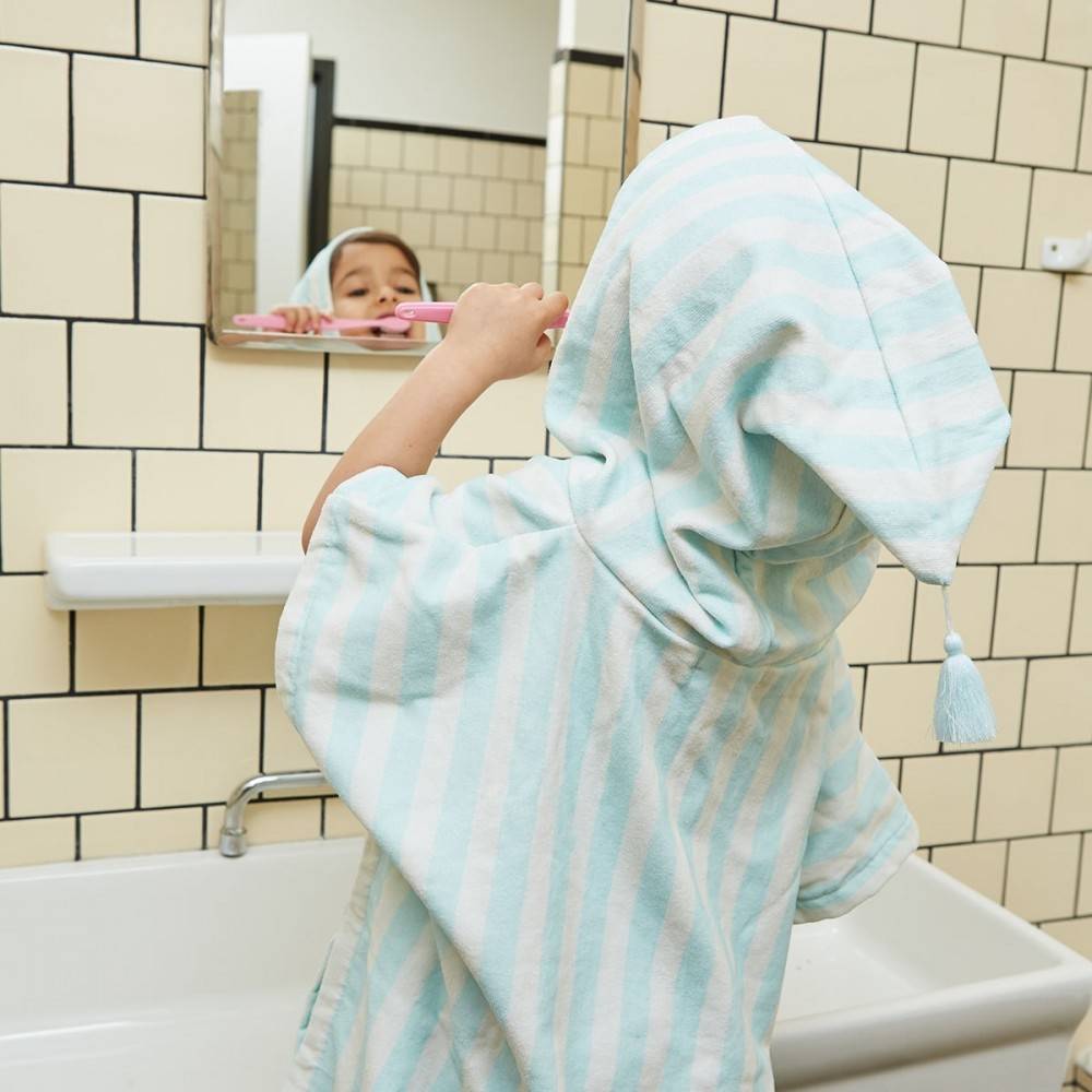 Rose in April Suzon Kids Bath Poncho - Blue Cloud Striped main image 1