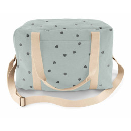 Sac à langer ou sac de voyage enfant - cœur - Bleu pale