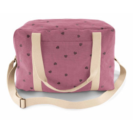 Sac à langer ou sac de voyage enfant - cœur - Prune