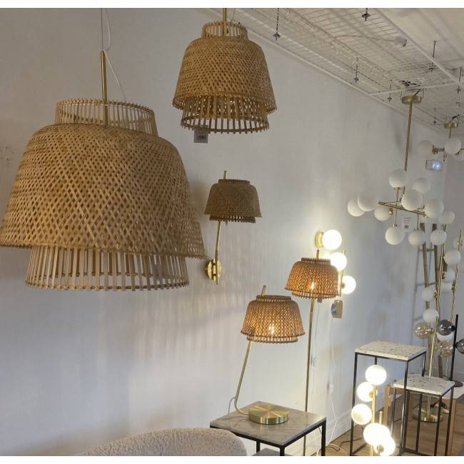 Suspension abat-jour en bambou ajouré