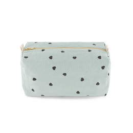 Trousse de toilette motif coeurs Rose In April - Bleu pale