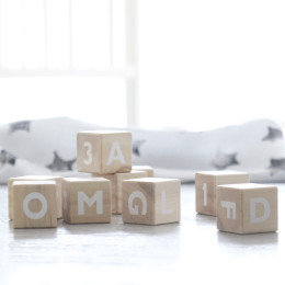 Cubes en bois jouet d'éveil bébé - Ooh Noo - Alphabet blanc