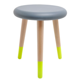 Tabouret enfant Alice gris ciment / jaune fluo